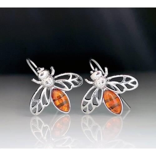 Retro Womens Bee Dangle Earrings Stainless Steel Amber Stud Earring For Teen Girls Personalized Female Unusual Accessories Gift