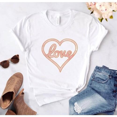 LOVE T-shirt Summer T-shirt Love Heart Shape Tshirt Women Short Sleeve T shirt Sweet Girls T Shirt Fashion Tee Shirt