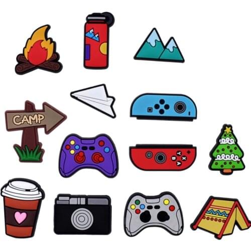 1PCS PVC Picnic Game Series Icon Shoes Charms PVC Coffee Bus shoes Accessories Cartoon Buckle For Kids Party Gifts Buckle