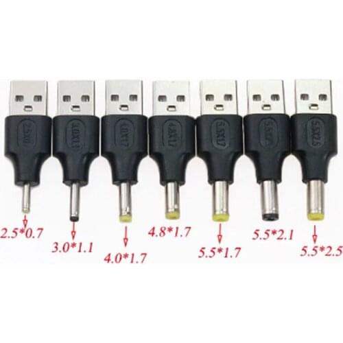 1PCS USB male to DC male plug DC3.0/1.1mm, 4.0/1.7mm, 5.5/2.1MM 4.8/1.7mm 5.5/2.5mm connector
