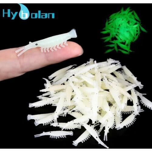 10-50Pcs Fishing Glow Shrimps Soft Lure Baits 41mm 0.55g Grub smooth Worms Small Freshwater Lighting Wobbler Artificial bait