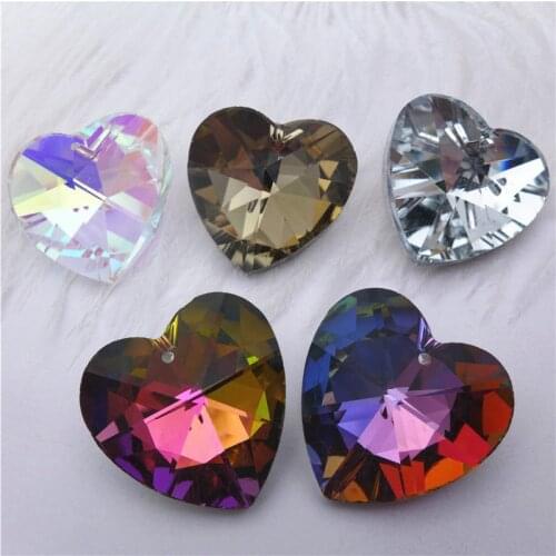 14m/18mm/28mm heart shape crystal charms ab rainbow pendants DIY jewelry bead accessories K9 glass chandelier curtain lamp drops