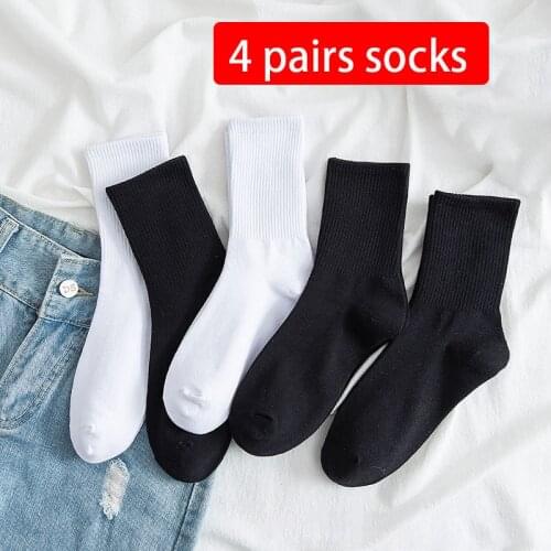 4Pairs /Set Socks Womens Warm High White Men Sports High Sock Womens Wnter Short Socks Funny Striped Cotton Set Female Harajuku