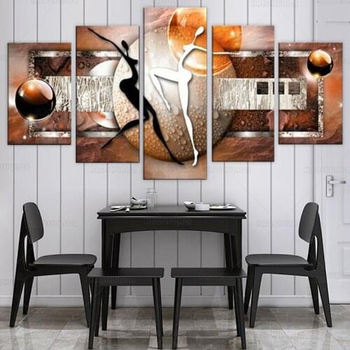 Abstract Art Couple Dancing 5 Panel Canvas Picture Print Wall Art Canvas Painting Wall Decor for Living Room Poster No Framed