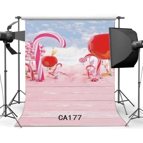 5x7ft Photography Backdrop Cabdy-Lollopops Pink Nostalgia Stripe Wooden Floor Toddlers Birthday Portraits Background