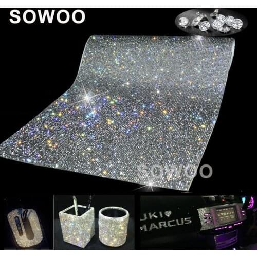 24*40/PC SS8 Glass Rhinestone Trim Crystal Beaded Applique Hotfix Iron On Strass Mesh Banding In Roll DIY Car Decoration Sticker