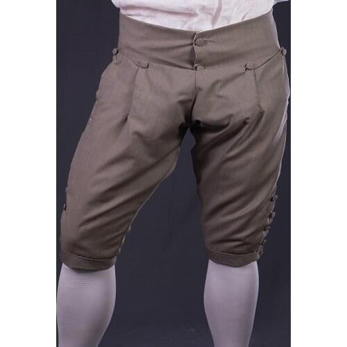 Cosplaydiy 17th Century Medieval Mens Breeches Pants Kneels Length Victorian Retro Breeches Pants Viking Military Pants L320