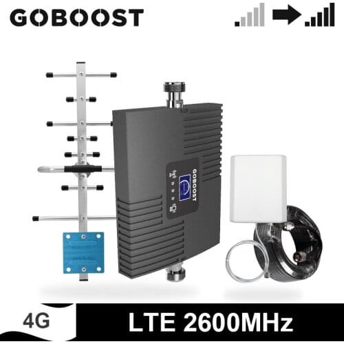 GOBOOST 4G LTE 2600 MHz Signal Booster Cell Phone Repeater Band 7 Singel Band Cellular Amplifier Full Band Antenna 10M Cable Kit