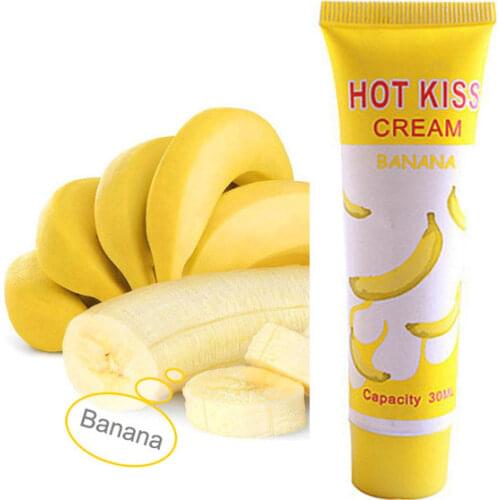 HOT KISS Banana Lubricant Edible Body Grease Oral Vaginal Anal Fruit Lubricant Penis Massage Oil Pain Relieving Love Gel
