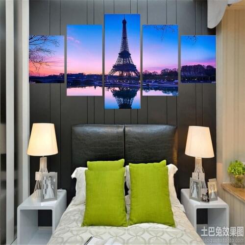 5 Piece Wall Art Canvas Painting Still Life Magnificent Iron Tower Poster Nordic Decoration Home Framework Picture For Bedroom