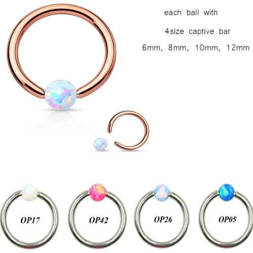 Opal Ear Tragus Cartilage Helix Ring Lip Eyebrow Ring Piercing For Sexy Girls Jewelry Nose Hoop Rings Body Jewelry