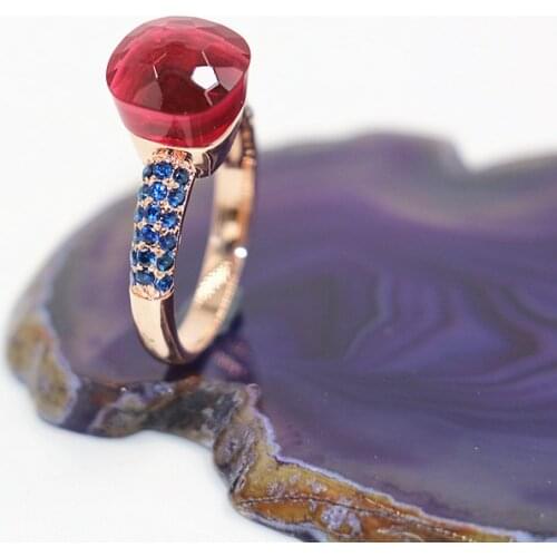 2021 Fashion Candy Style Ring Of 4 Colours Choose Crystal With Blue Zircon Gold Plated Rings For Friends Best Festival Gift