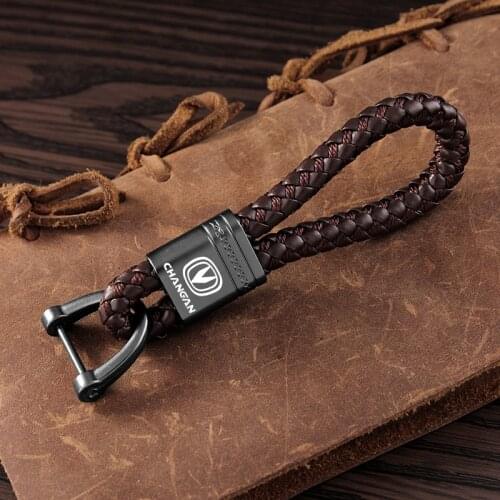 Hand Woven Leather Car KeyChain For Changan cs75cs55 Yidong cs35V7cx70 CS95CS15 waist trailer key chain lock High Quality Gift