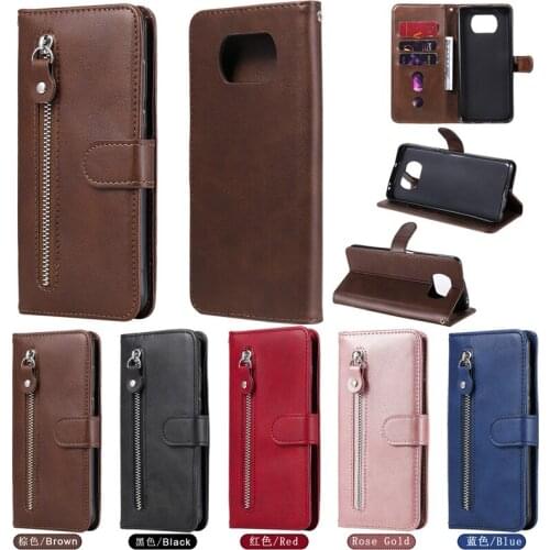 Zip Flip Leather Wallet Phone Case For Xiaomi POCO X3 NFC Mi 9 A2 Lite 9T A3 M Note 10 Redmi 9A 9C Note 8 9 Pro 8T 9S Stand Capa