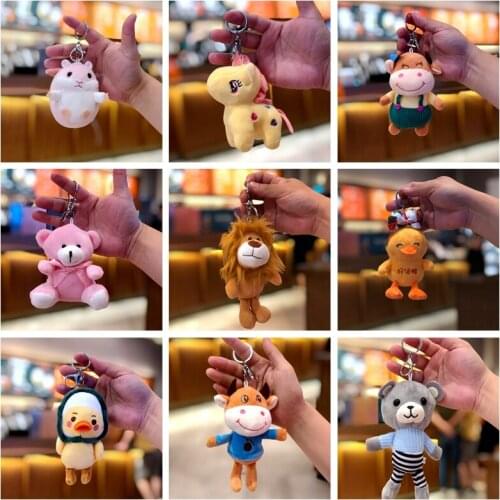 Creative Variety of cartoon pendants car keychain plush decoration pineapple pear hamburger soft Soothing doll christmase gift