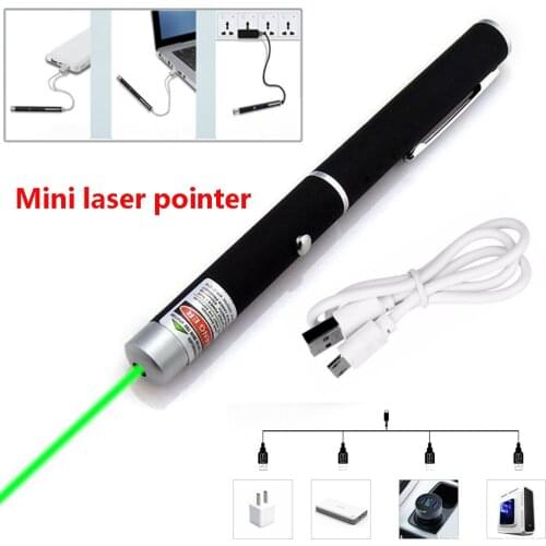 Mini Portable Laser Pointer USB Rechargeable Green Laser Pointer 5mW High Power Laser Funny Cat Toy Conference Pointer Pen