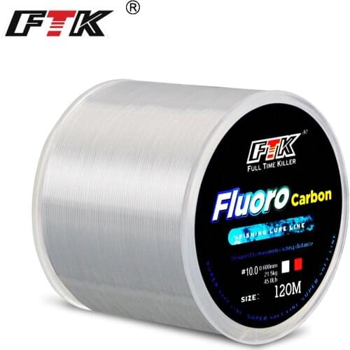 FTK 120m Fishing Line 7.15LB-45LB 0.2mm-0.6mm Soft Fluorocarbon Coating Treatment Process Carbon Surface Nylon Molecules