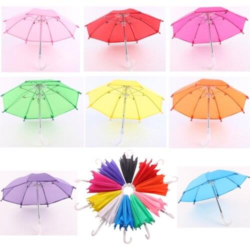 15 Styles Solid Color/Colorful Checkered Umbrella For 18 Inch American Doll&43CM Born Baby Russian DIY Christmas Girls Gift