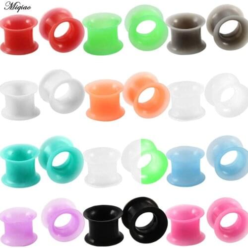 Miqiao 12 Pair Silicone Ear Plugs and Tunnels Thin Flesh Ear Gauge Ear Expander Ear Piercings Body Jewelry for Men and Women