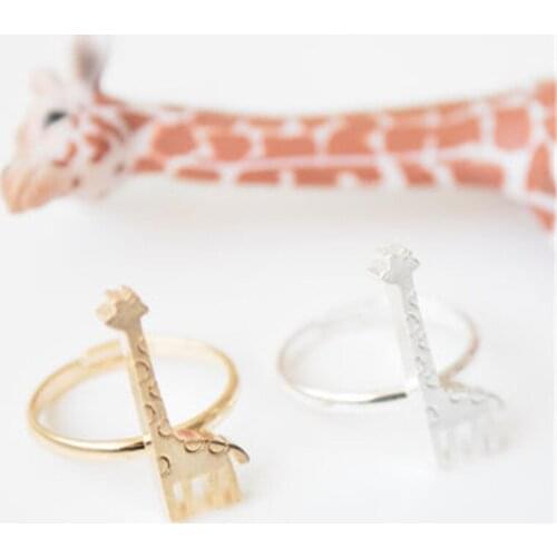 Fashion Cute Giraffe Rings Pure Hand-welded Copper Ring Design