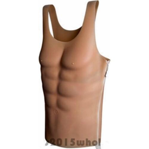 Men Hunk Corset Silicone Fake Chest Muscle Pectoralis Sexy Belly Artificial Simulation Cosplay Dress Body Shaper latex underwear