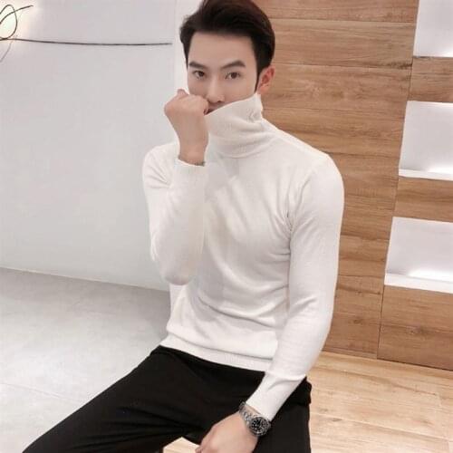 Mens Winter Pullover Sweater Regular Sleeve Pullover Pure Color Casual Mens Turtleneck Sweater