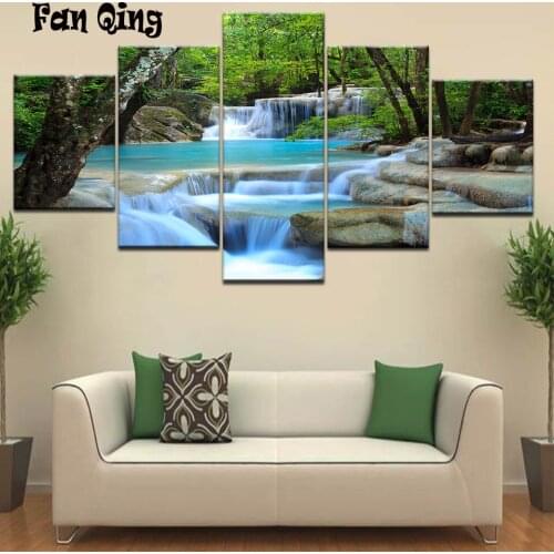 5pcs/set DIY 5D Full square/round Drill Diamond Painting Landscape Embroidery Cross Stitch Kit Rhinestone Home Decor Craft