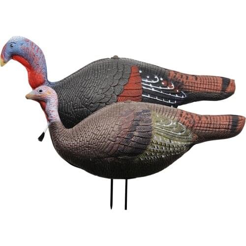 1 Pair Lifelike Collapsible Jake & Hen Turkeys Decoy for Hunting with Stakes Carry Bag Collapsible Lightweight