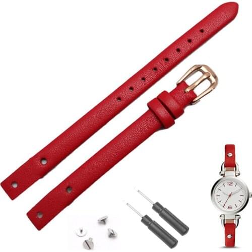 Genuine leather bracelet strap fashion Womens watchband small band 8mm for fossil ES4340 ES4119 ES4000 watch band with screw
