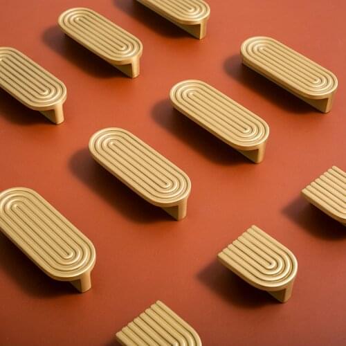 Nordic original design pure copper light luxury style Solid Brass Handle matte gold wardrobe door bucket cabinet furniture perso