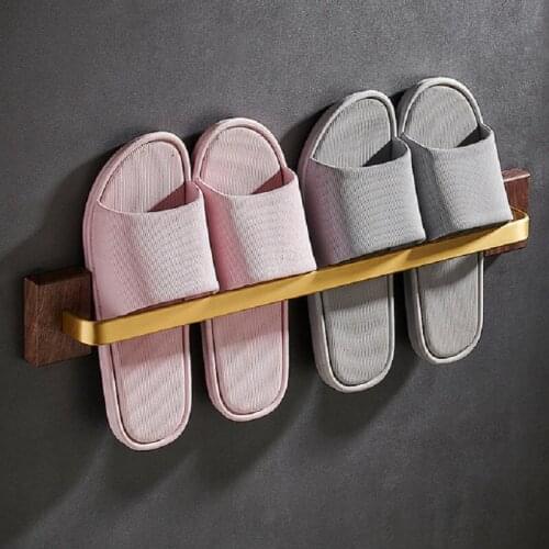 Bathroom Slipper Rack Wall Mount Toilet Washroom Entryway Shoe Holder Organizer Shelf Hanger Adhesive Slipper Drain Storage Rack