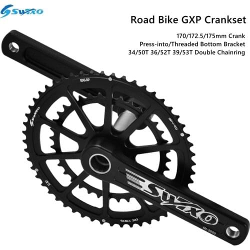 SWTXO 9/10/11/12 Speed Road Bike Crankset 170mm/172.5mm/175mm Crank 34/50T 36/52T 39/53T Double Chainring with Bottom Bracket