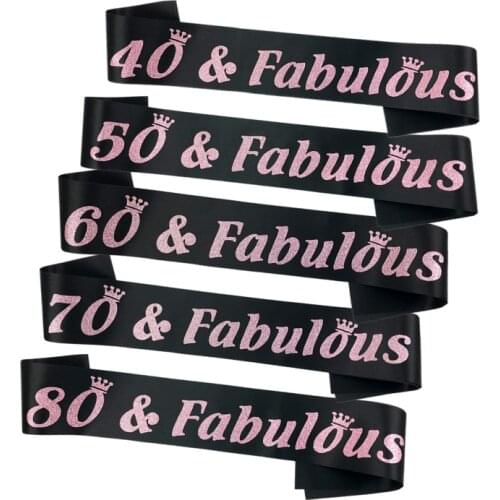 Black 21/30/40th Birthday Pink Tiara and Fabulous Glitter Satin Sash Happy 30th Birthday Party Supplies for 30 Birthday Party
