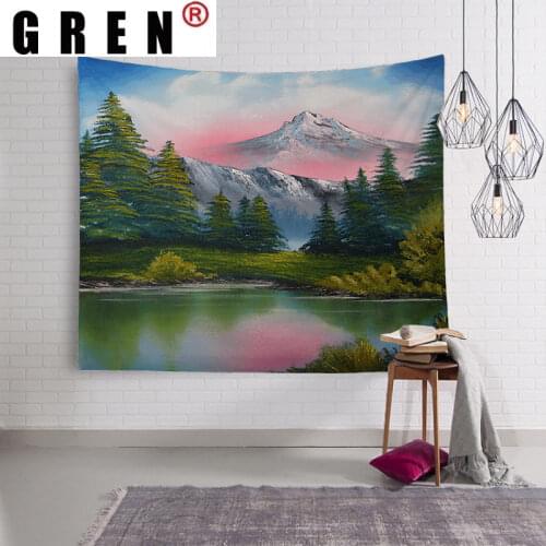 GREN Tapestry Sunset Landscape Background Cloth Wall Hanging Covering Rugs Beach Mat Blanket Art Bedroom Dorm Living Home Decor