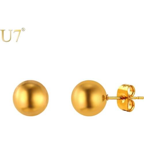 U7 New Gold Color Ball Earrings For Women Jewelry Trendy Stainless Steel 3 Pair Stud Earrings Set Wholesale E777