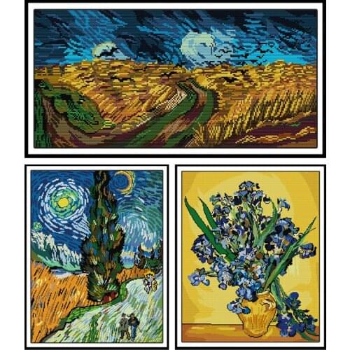 Road with Cypress Joy Sunday Cross Stitch Patterns 14CT DIY Handwork Needlework Cross Stitch Kit 11CT Aida Fabric Embroidery Set