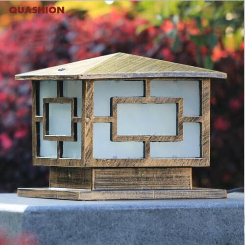 Waterproof Aluminium Die-casting pillar lamp Europe door column light square outdoor fence lights Bronze Black