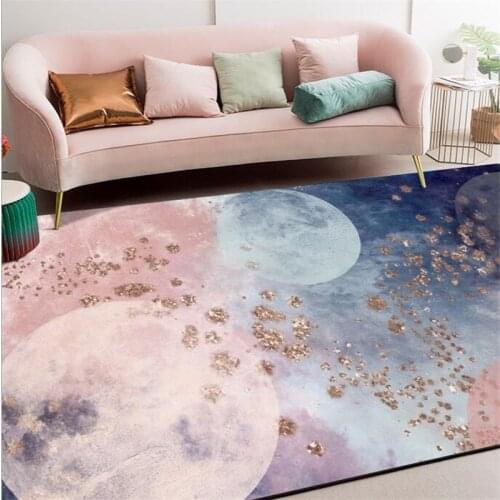 Japan and South Korea Sweet Pink Moon Golden Abstract Oil Painting Living Room Girl Bedroom Kitchen Bedside Carpet Floor Mat