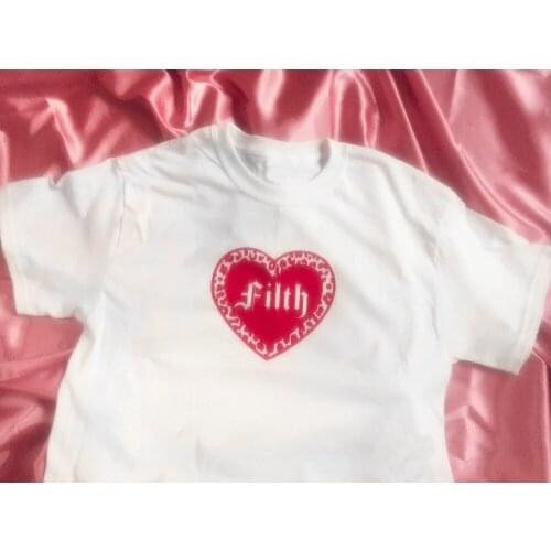 Filth big heart women fashion red aesthetic tumblr bachelorette party shirts slogan grunge vintage young style t shirt gift tees