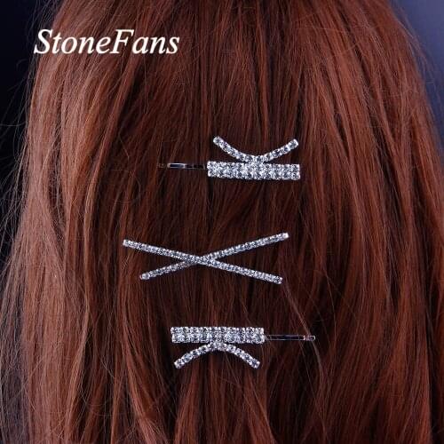 Stonefans Fashion Cross Crystal Rhinestone Hair Clip with Words Letters Pin Hair Jewelry Accessories for Women Christmas Party