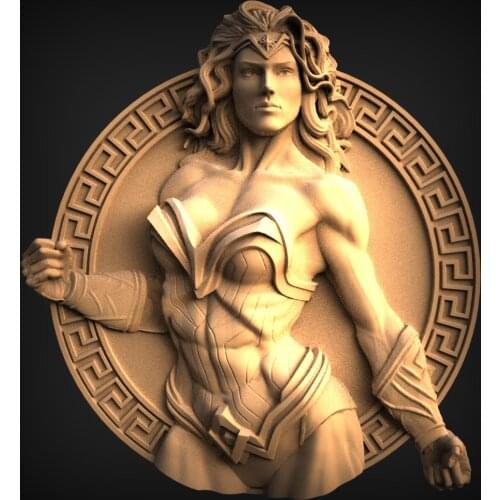 Female Soldier 3d STL Model Relief for CNC Router Aspire Artcam Decorative Round design Cut3D Vcarve
