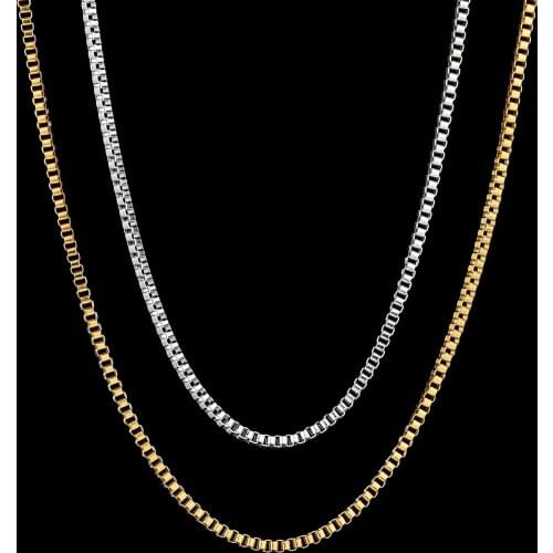 1.5-3.0mm Width Stainless Steel Box Chain Necklaces For Men Women Gold Sliver Link Metal Hot Jewelry Gift Supplies Wholesale