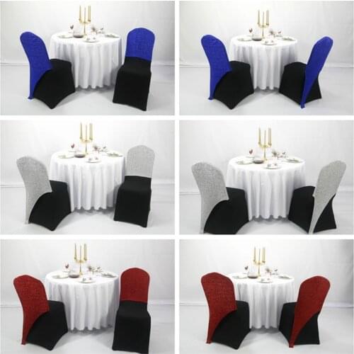 25 50 100pcs Sequin Chair Cap Hood Fit On Spandex Chair Cover Wedding Event Party Decoration