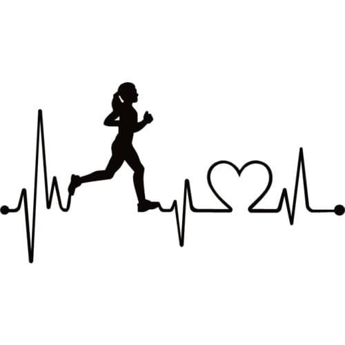 40749# Die-Cut Vinyl Decal Woman Jogger Run Heartbeat Lifeline Car Sticker Waterproof Auto Decors on Car Body Bumper Rear