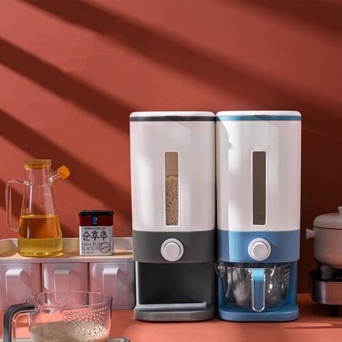 Automatic Rice Storage Box With Large Capacity Fashion Rice Bucket Moisture-proof Cereal Dispenser Kitchen Tools Organizers