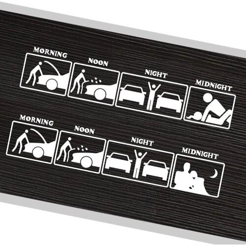 Car Styling Day Time Funny Car Sticker Decor Trunk Fuel Tank Vinyl Water-resistant High Stickines Bumper Decals Auto Accessories