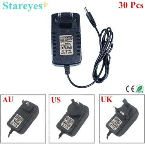 Free Shipping 30 Pieces AC100-240V to DC 12V 2A 3A 5.5x2.5mm Power Adapter Supply Charger LED Lighting Transformer For LED Strip