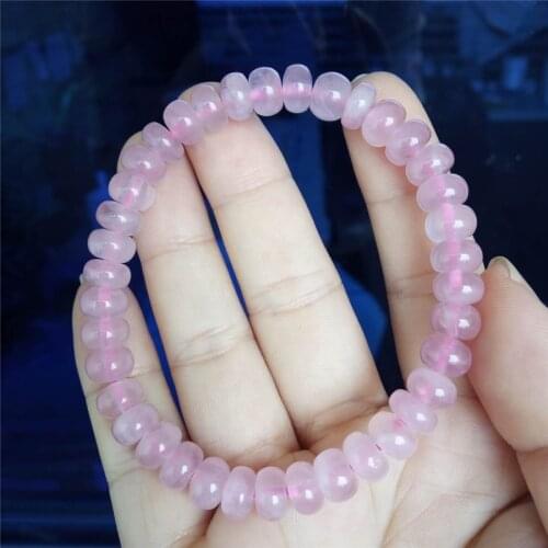 Free Drop Shipping 7mm Genuine Natural Pink Stone Quartz Crystal Stretch Bracelets