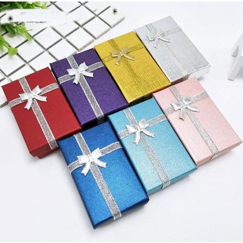 48pcs/lot Random Mixed Color Paper Jewelry Sets Box Earrings Necklace Box 5*8x2.5cm Jewelry Packaging Gift Box Free Shipping