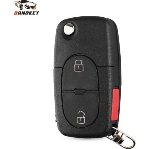 Dandkey CR1620 Battery Holder Key Shell For Audi A2 A3 A4 A6 Old Models 2+1 3 Button Flip Folding Remote Key Case Uncut Blade